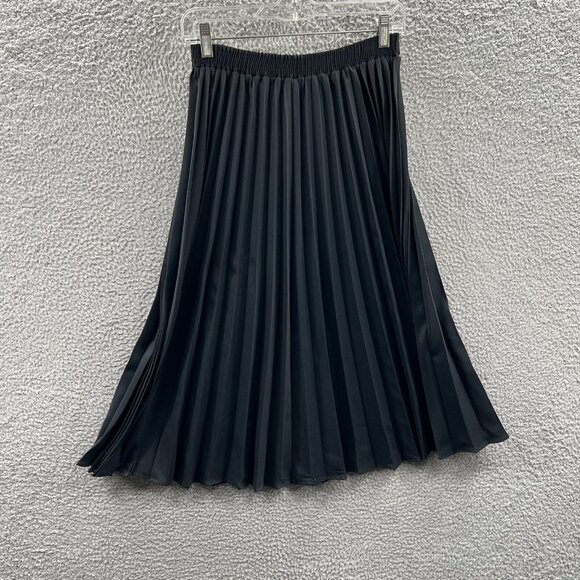 Units Womens Flare Skirt 3 Black 100% Polyester Pleated Midi Electric Waist - Picture 1 of 8